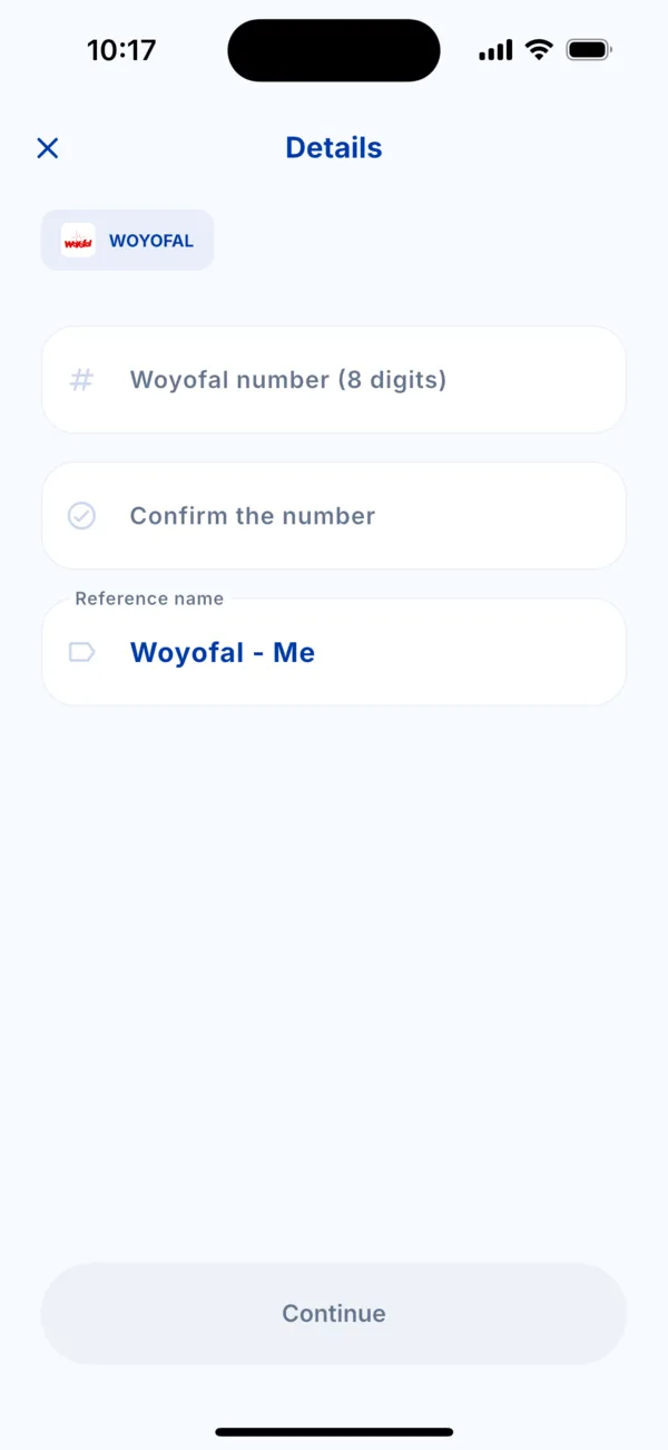 Enter and confirm the Woyofal number