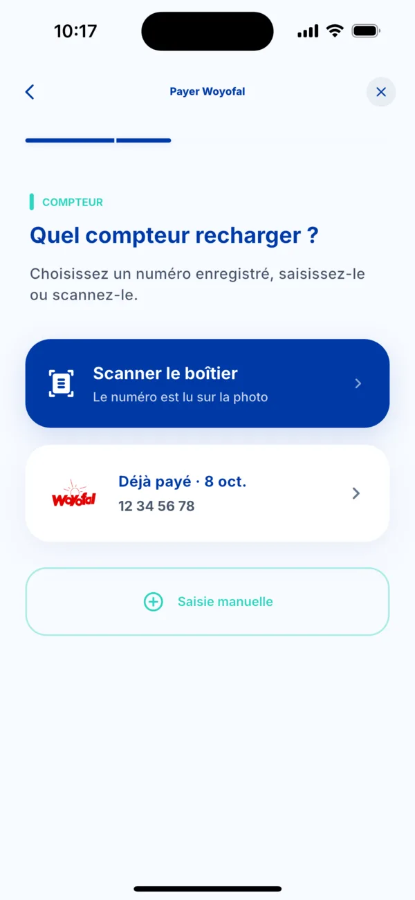 Choisir le compteur Woyofal