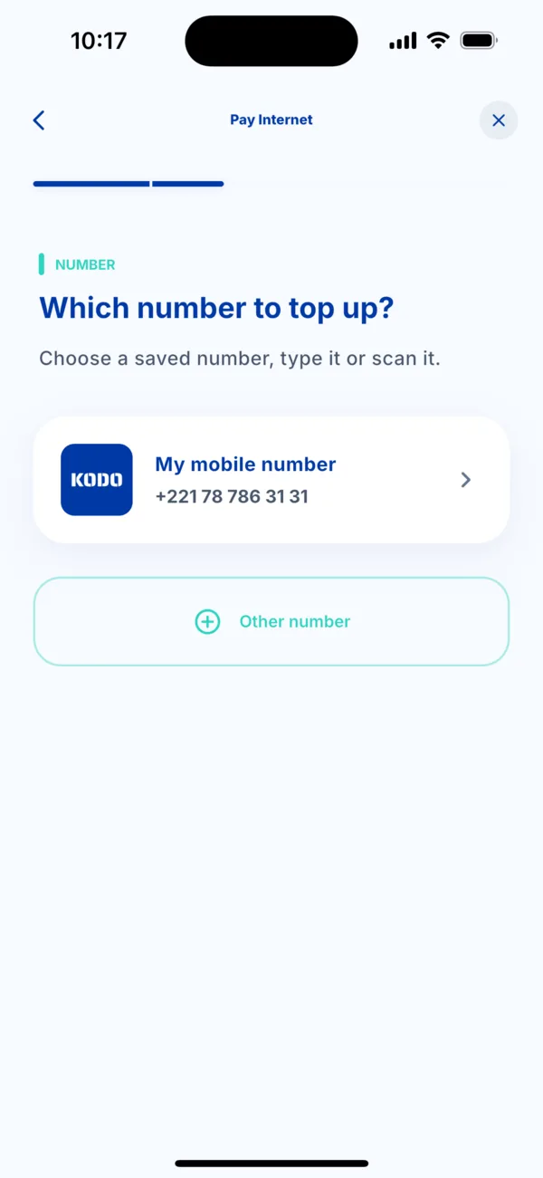 Choose the number for the Internet offer