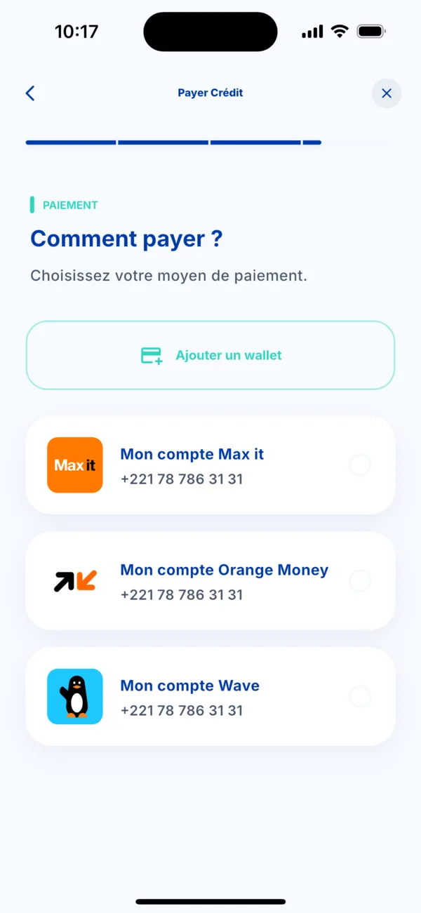 Choisir le moyen de paiement