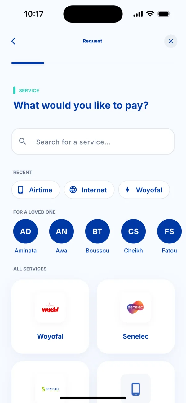 Choose the service to request