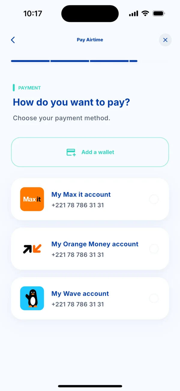 The « How do you want to pay? » screen
