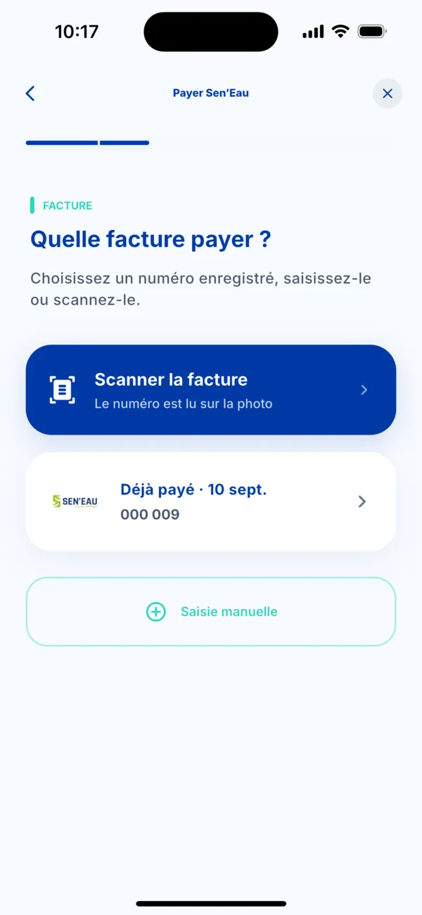 Choisir la facture Sen'Eau