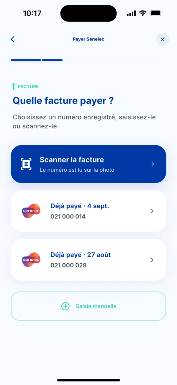 Choisir la facture Senelec