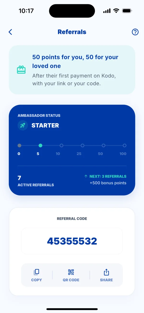Your Ambassador status in Referrals